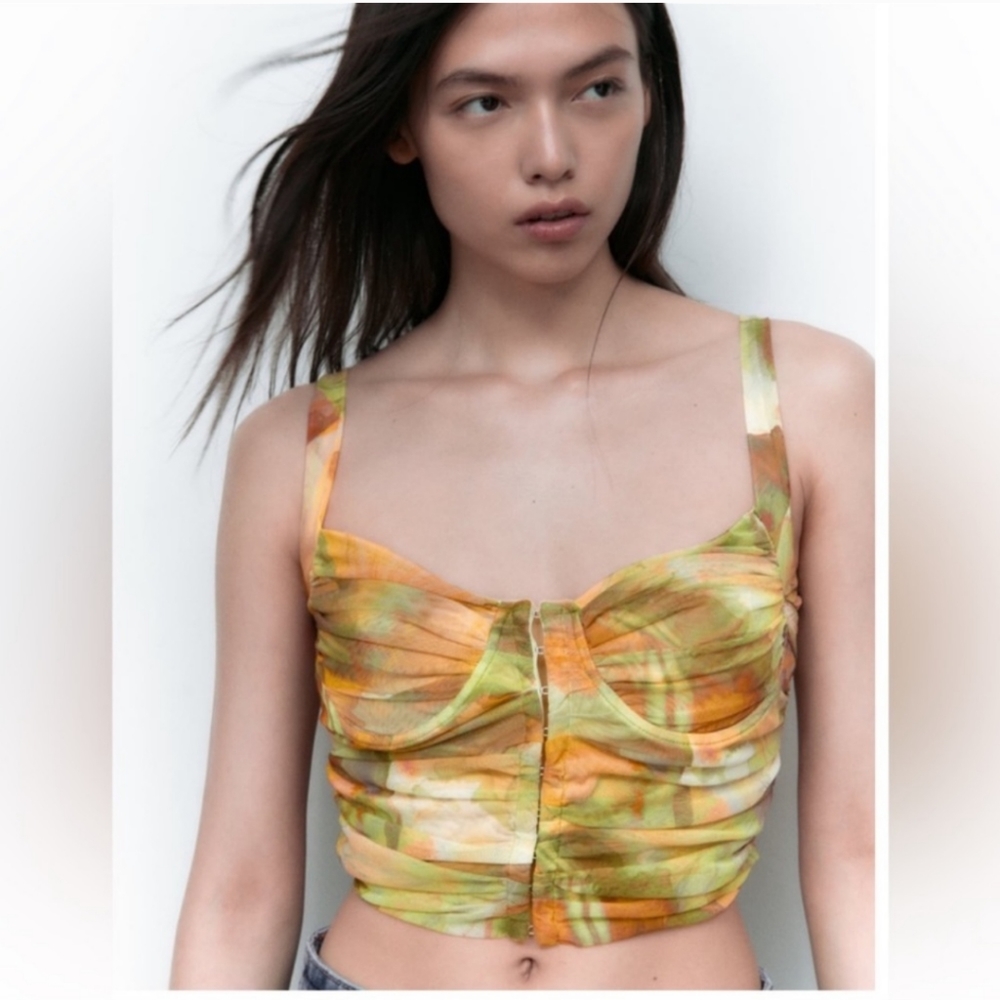 NWT Zara Watercolor Corset Top
